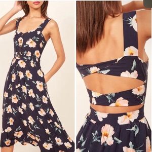 Reformation Lanai Midi Dress In Blue XS size